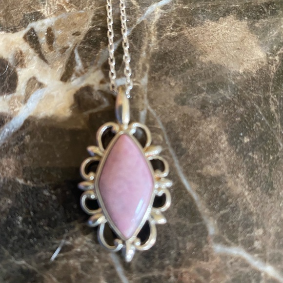Sterling silver pink thulite pendant - Picture 6 of 7